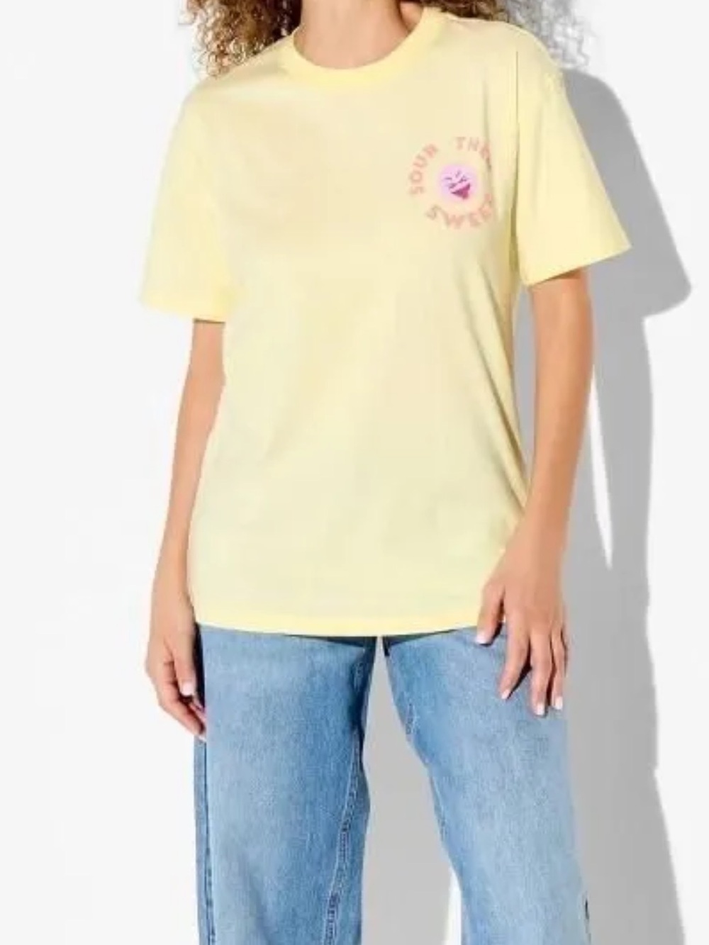 Women's Fruit Riot OS Short Sleeve Graphic T-Shirt - Light Yellow-XL